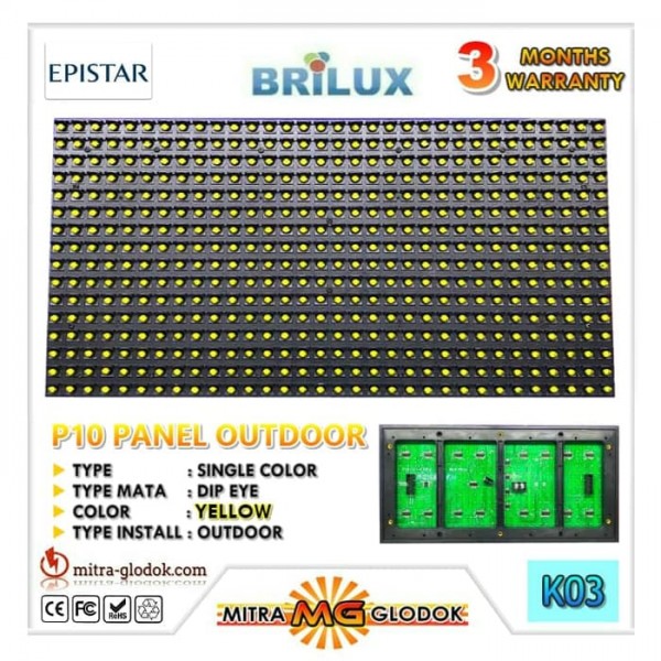 Panel Modul P10 DIP Outdoor Single Color | YELLOW - KUNING Panel Modul P10 DIP Outdoor Single Color | YELLOW - KUNING